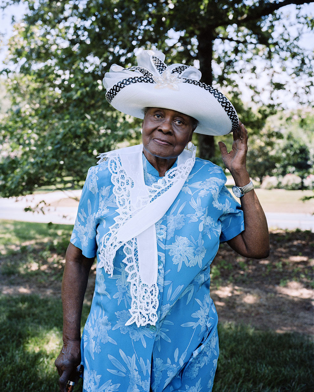 USA / North Carolina / Charlotte / June 2016. Frances, 87, outside the Matthews Murkland Presbyterian Church. She's lived her whole life around the block. ©Marta Giaccone